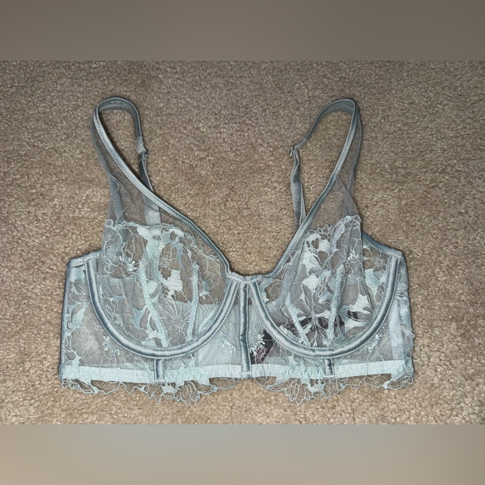 Victoria's Secret Sheer Lace Bralette in Soft Blue